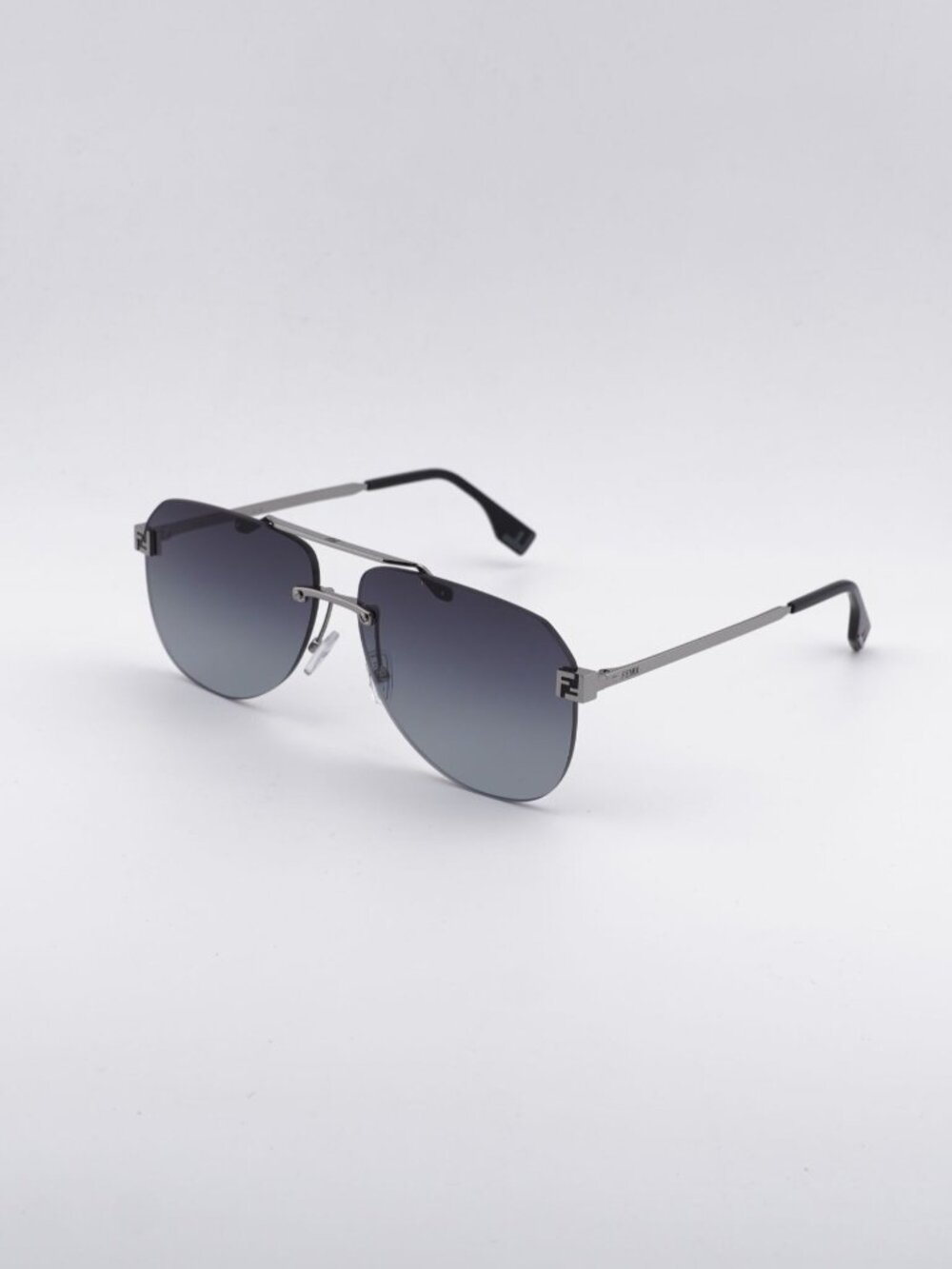 Fendi FE40115U 14B Sunglasses Silver Aviator Frame, Grey Gradient Lenses